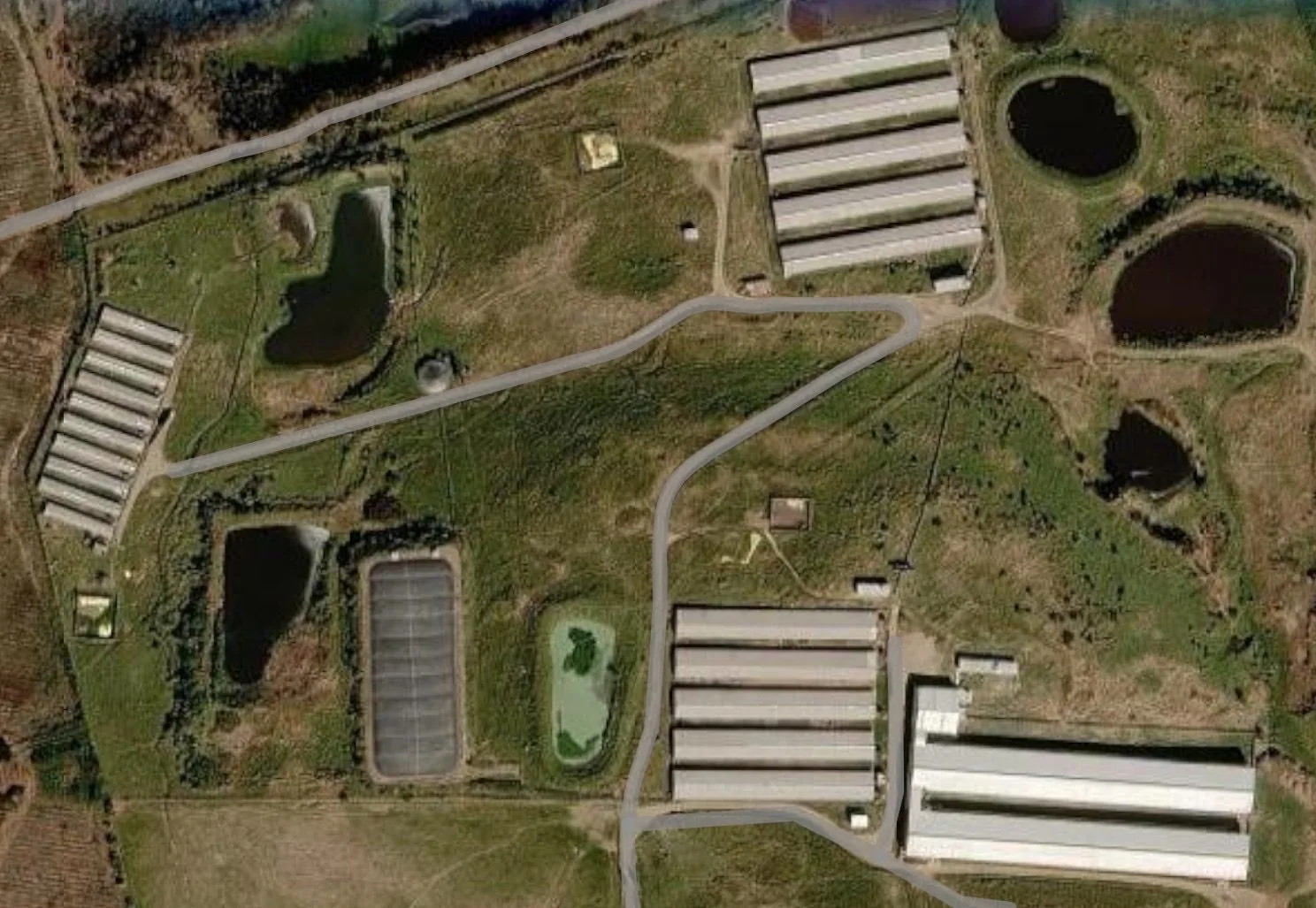 Lagunas de una granja en operación.